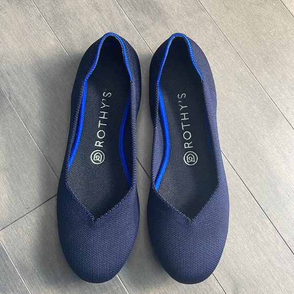 Rothy’s Round Toe Navy Blue Knit Ballet Flats - Picture 2 of 6